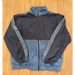Vintage‎ Ivy Crew Sport Track Jacket Blue Gray Yellow Stripe Full Zip Men's Med